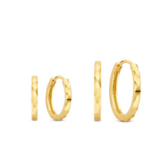 Beloro Jewels Regalo d'Amore 9 karat gold hoop earrings gift set with diamond cut BO90043