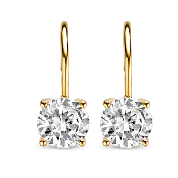 Oorbellen met zirkonia ⌀ 6 mm 14k goud