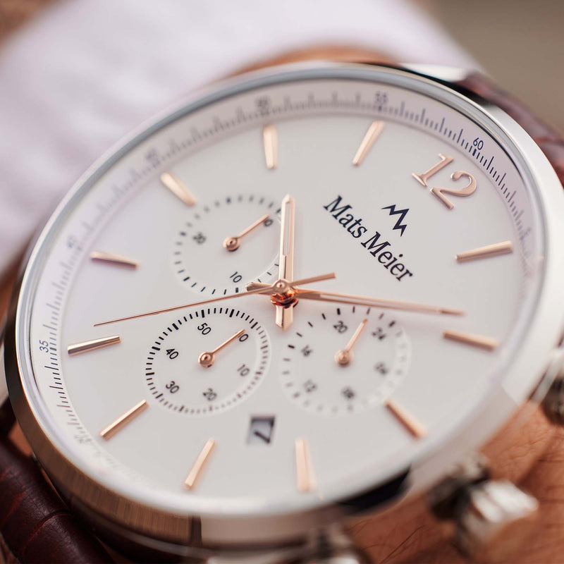 Mats Meier Grand Cornier Chrono Wit/Bruine Horloge MM00105-zoom-