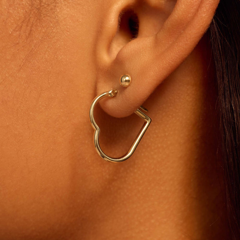 Beloro Jewels Regalo d'Amore 9 karaat gouden hart oorbellen set BO90053-zoom-