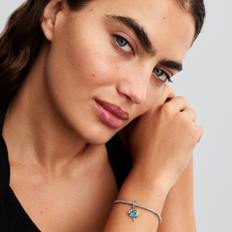 Pandora Moments 925 Sterling Zilveren Blauwe Murano Glas Dolfijnen Bedel 793924C01-zoom-