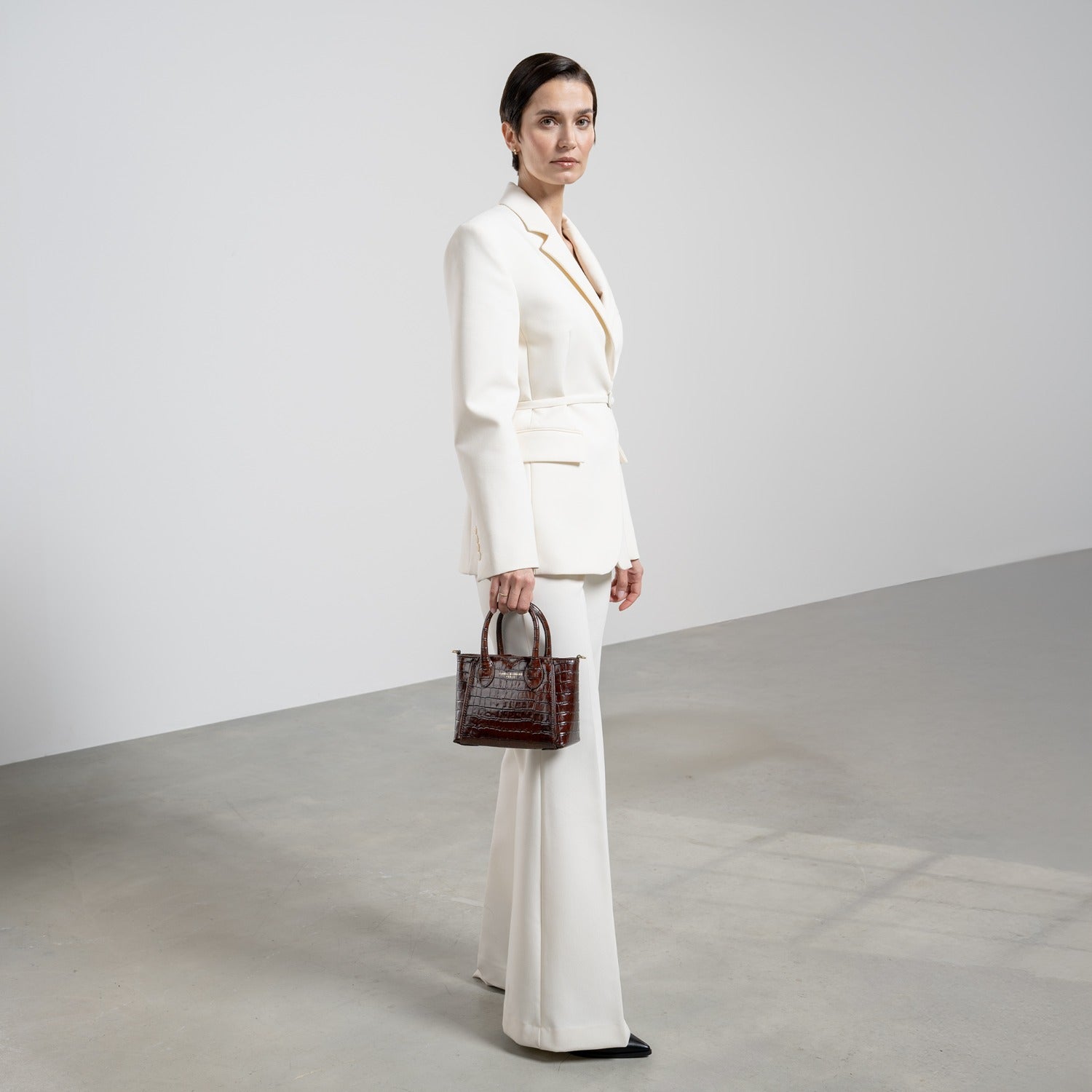 Isabel Bernard Honoré Cloe Mini Croco Brown Calfskin Leather Handbag IB21124-230