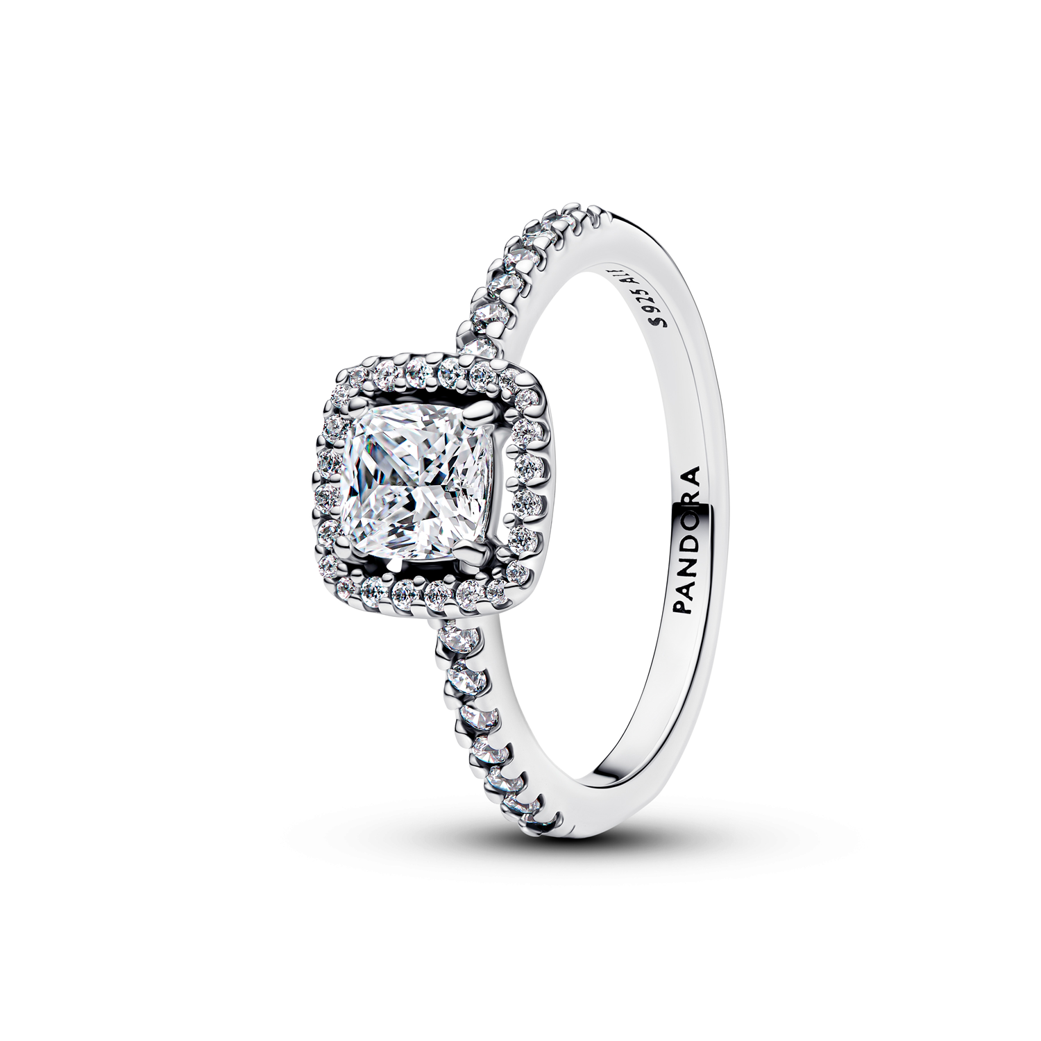 Pandora Timeless 925 Sterling Silver Sparkling Square Halo Ring 193555C02-52