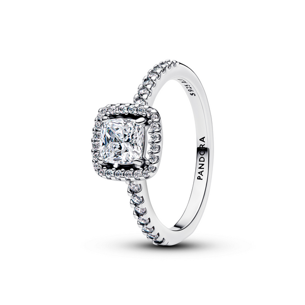Pandora Timeless 925 Sterling Silver Sparkling Square Halo Ring 193555C02