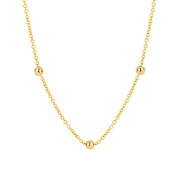 Ketting met enkele gouden bolletjes 14k goud