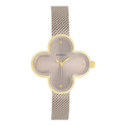 OOZOO Timepieces Gold and Taupe Clover Women's Watch C11528