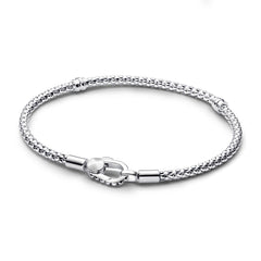 Pandora Charm Holders 925 Sterling Silver Studded chain Bracelet 593681C00-17