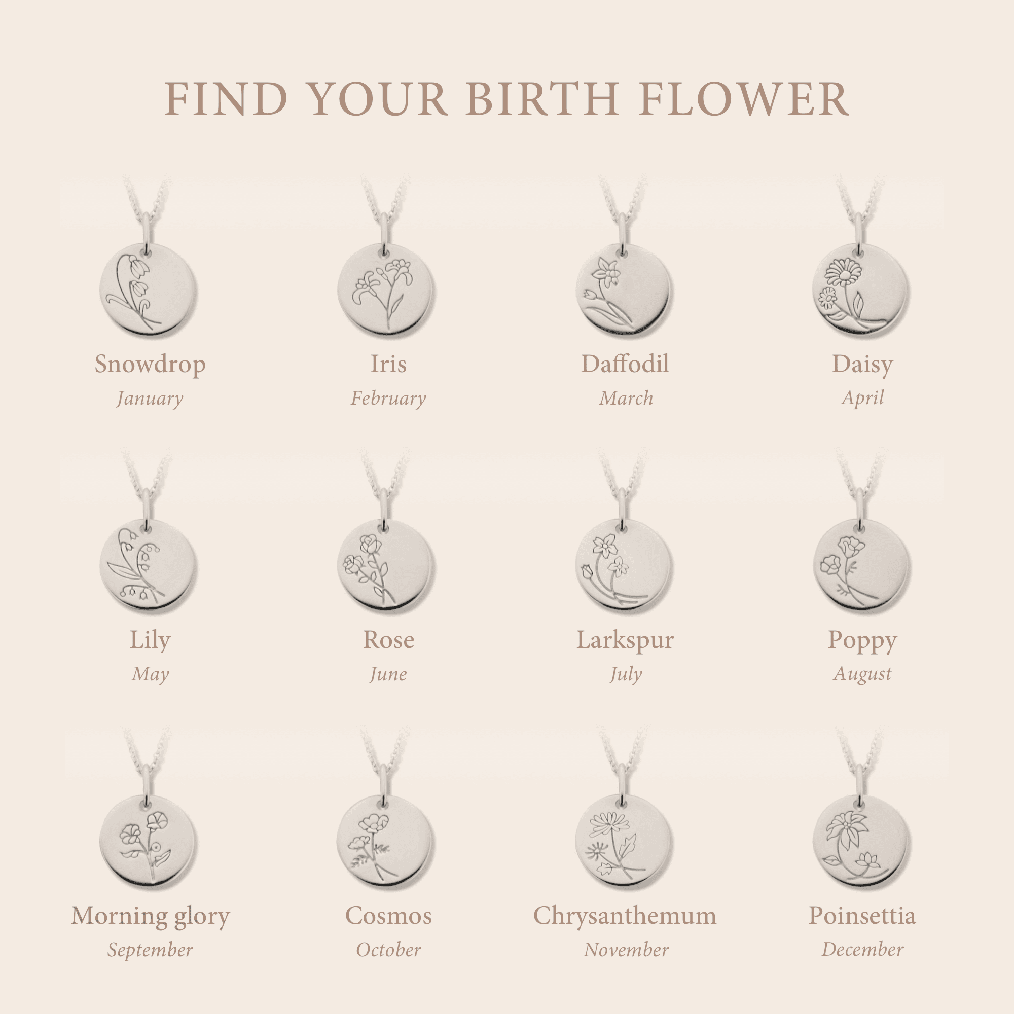 Violet Hamden Venus 925 Sterling Silver Necklace with Birthflower VH340026-JUL