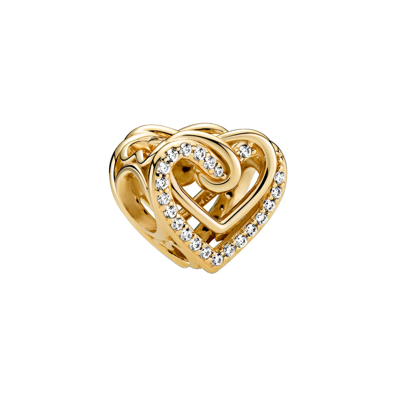 Pandora Moments Gold-coloured Entwined Hearts Charm with 14 Carat Gold Plating 769270C01-zoom-
