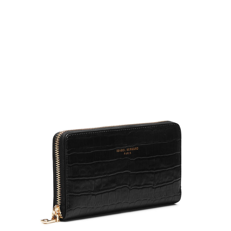 Isabel Bernard Honoré Léa Zwarte Croco Ritsportemonnee IB23007-zoom-