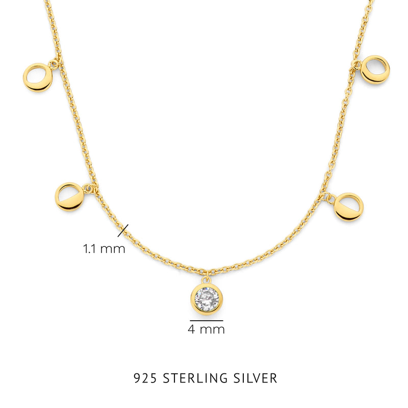 Violet Hamden Luna 925 Sterling Zilveren Gold Plated Ketting met Manen en Witte Zirkonia Steentje VH340040-zoom-