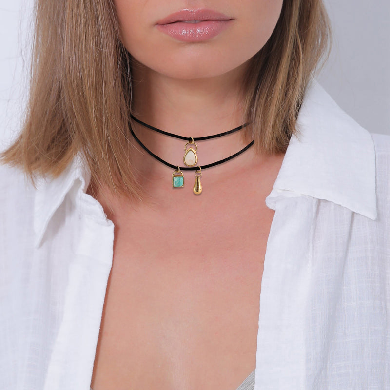 Elli 925 Sterling Silver Layered Choker Gold plated with Moonstone 2004-BF-0008265-001-zoom-