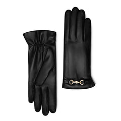 Isabel Bernard Honoré Marcelia black goatskin leather gloves IB67001-301-6.5