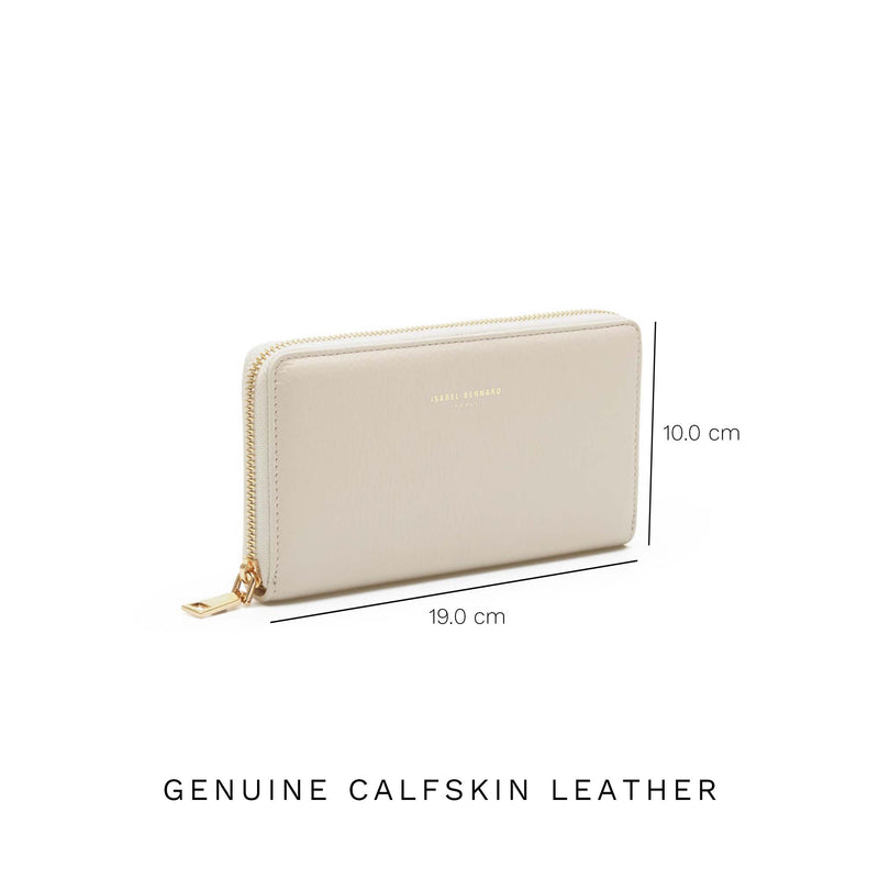Isabel Bernard Honoré Léa Beige Kalfsleren Ritsportemonnee IB23012-zoom-