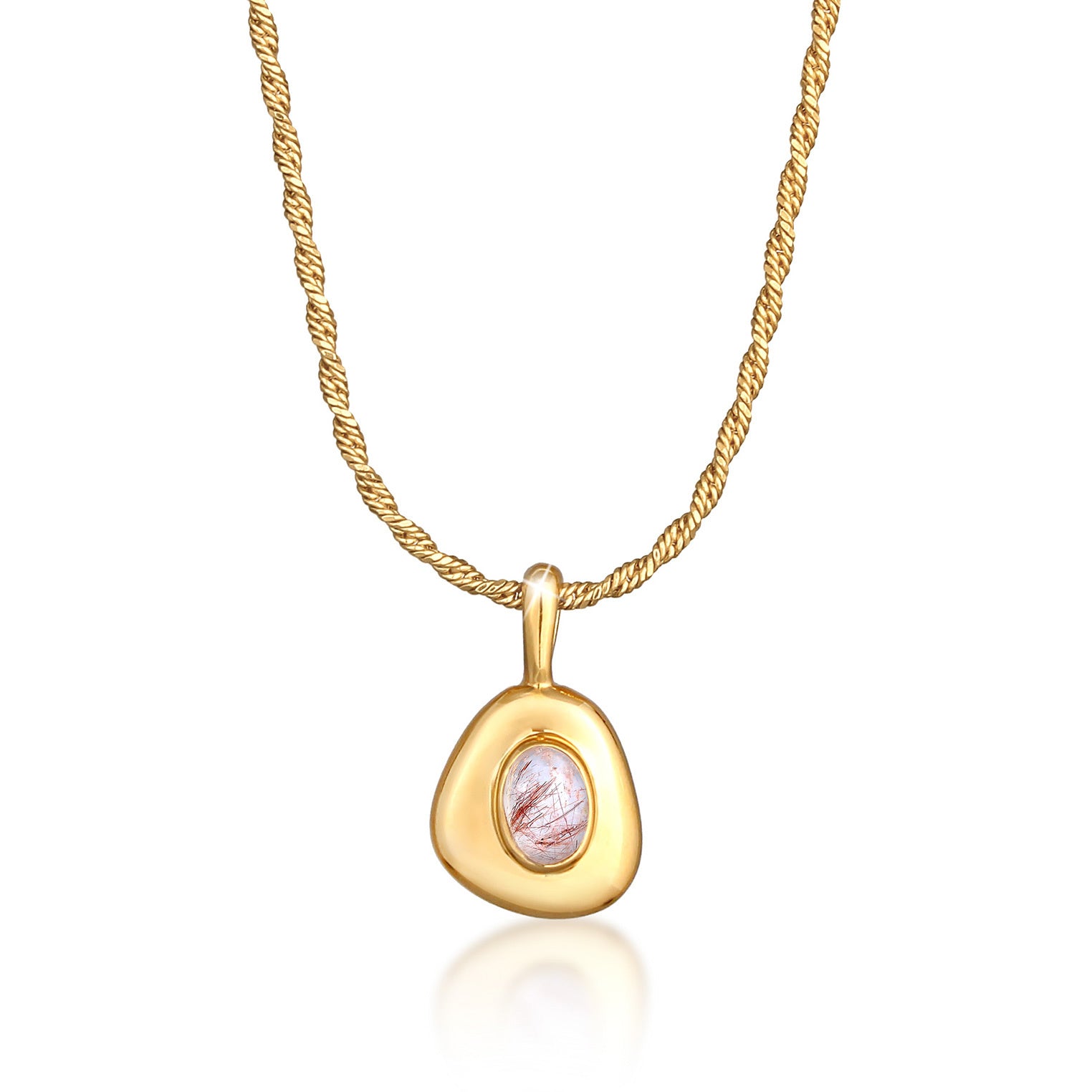Elli 925 Sterling Silver Link Chain Necklace with Gemstone 2004-BF-0007869-001