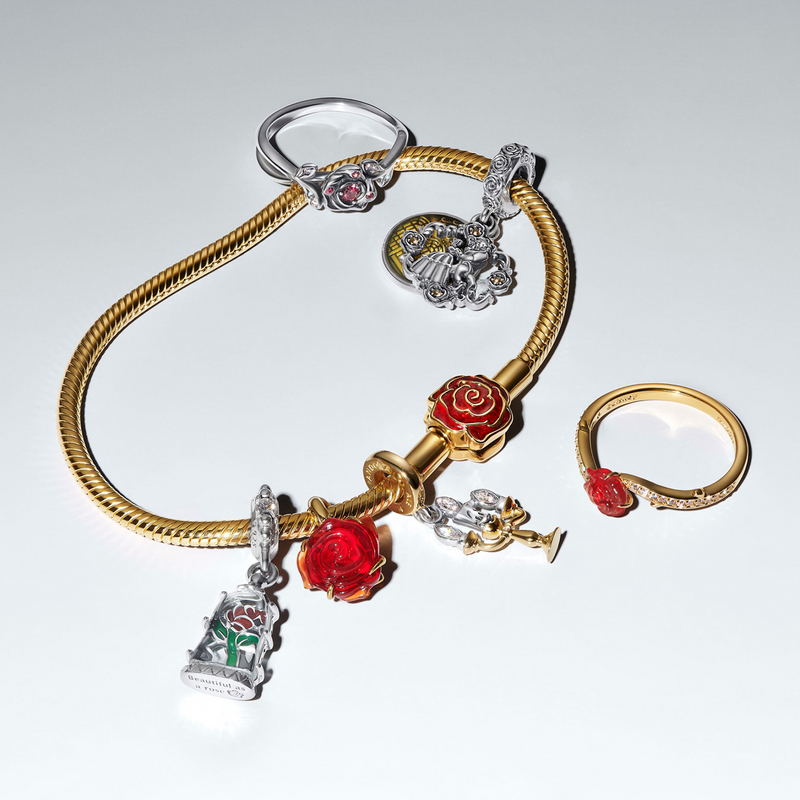 Pandora Collabs Gold Plated Disney Beauty and The Beast Rose Ring 163984C01-54-zoom-