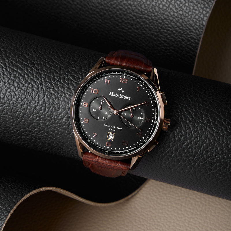 Mats Meier Mont Vélan Chrono Zwart/Bruin horloge MM10001-zoom-