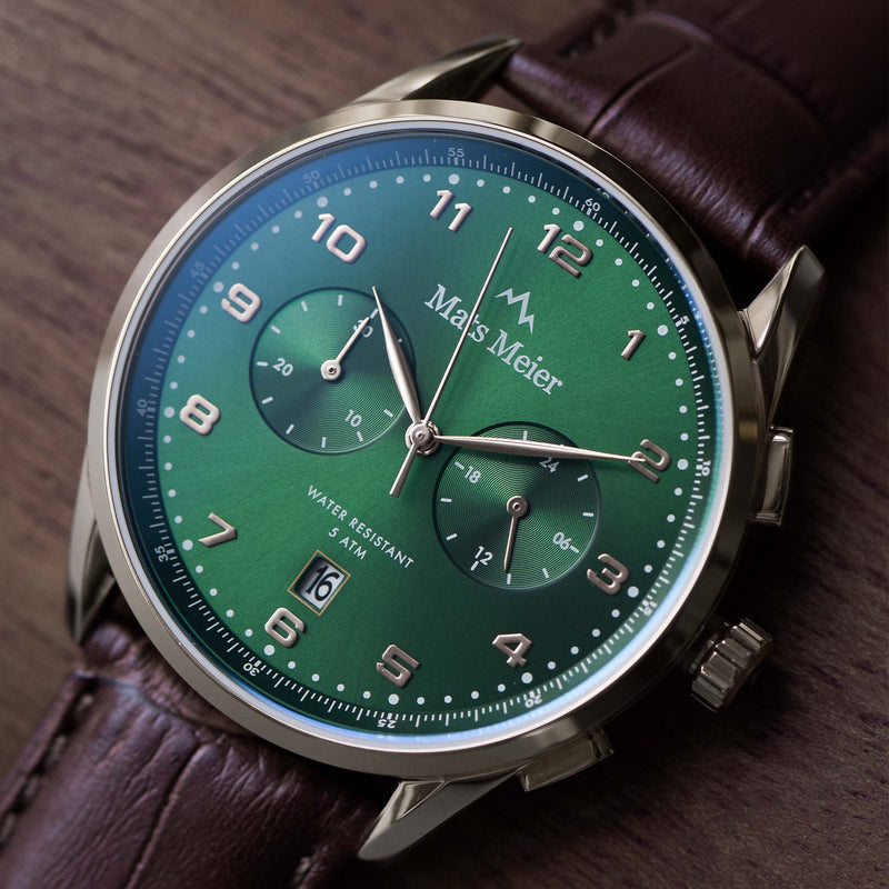 Mats Meier Mont Vélan Chrono Groen/Bruine Horloge MM10002-zoom-