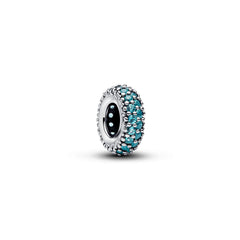 Pandora Moments 925 Sterling Silver Man-made Crystal Ice Blue Stone Spacer Charm 791359C01