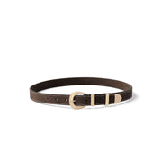 Isabel Bernard Rêveur Mathilde donkerbruine suede riem met goud-kleurige gesp IB60020-131-85