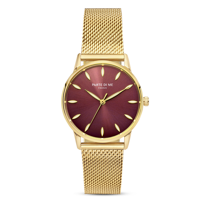 Parte Di Me Orologio rond dames horloge goudkleurig en donkerbruin PDM09055-zoom-