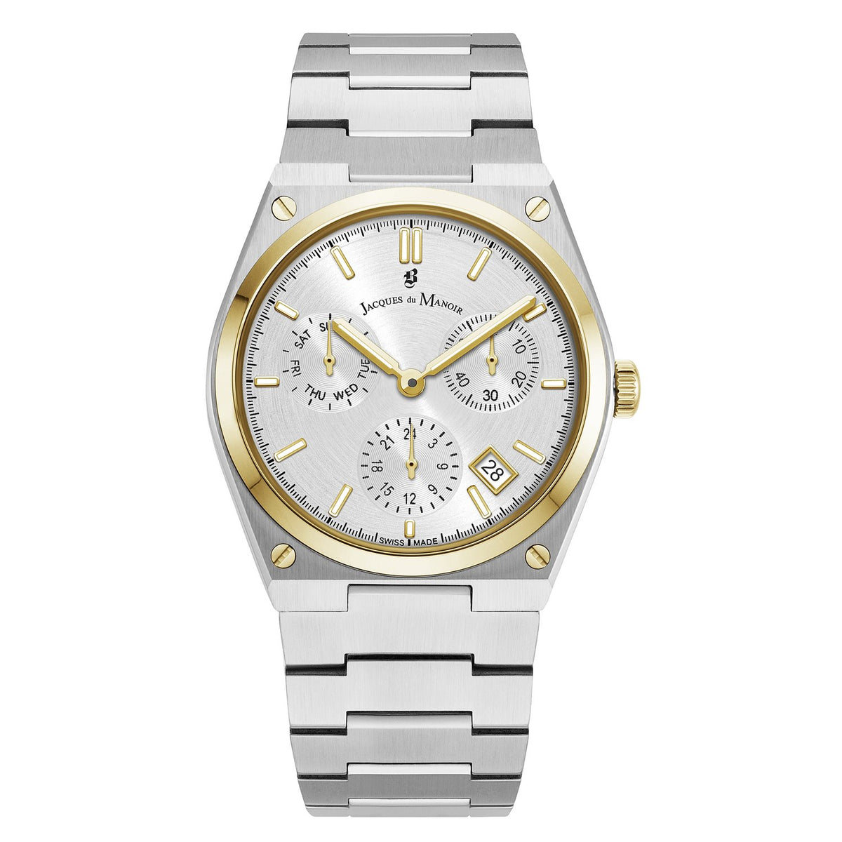 Jacques du Manoir Horizon Gents Multifunction Silver and Gold-Coloured Men's Watch JWN05704