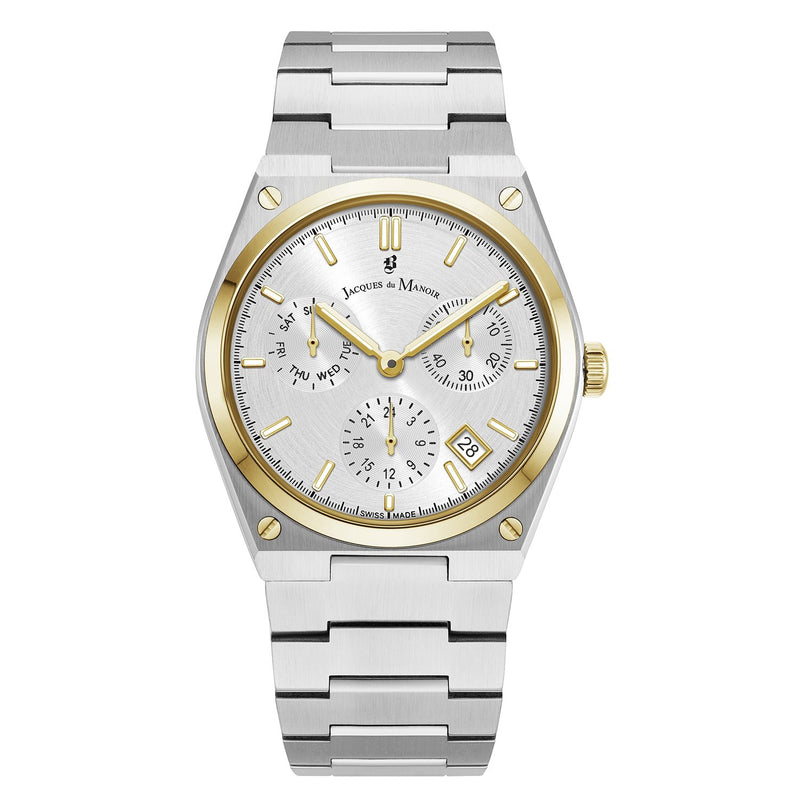 Jacques du Manoir Horizon Gents Multifunction Zilver- en Goudkleurig Herenhorloge JWN05704-zoom-