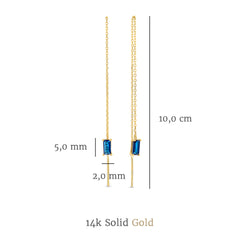 Isabel Bernard Baguette Odie 14 karaat gouden oorhangers IB360073