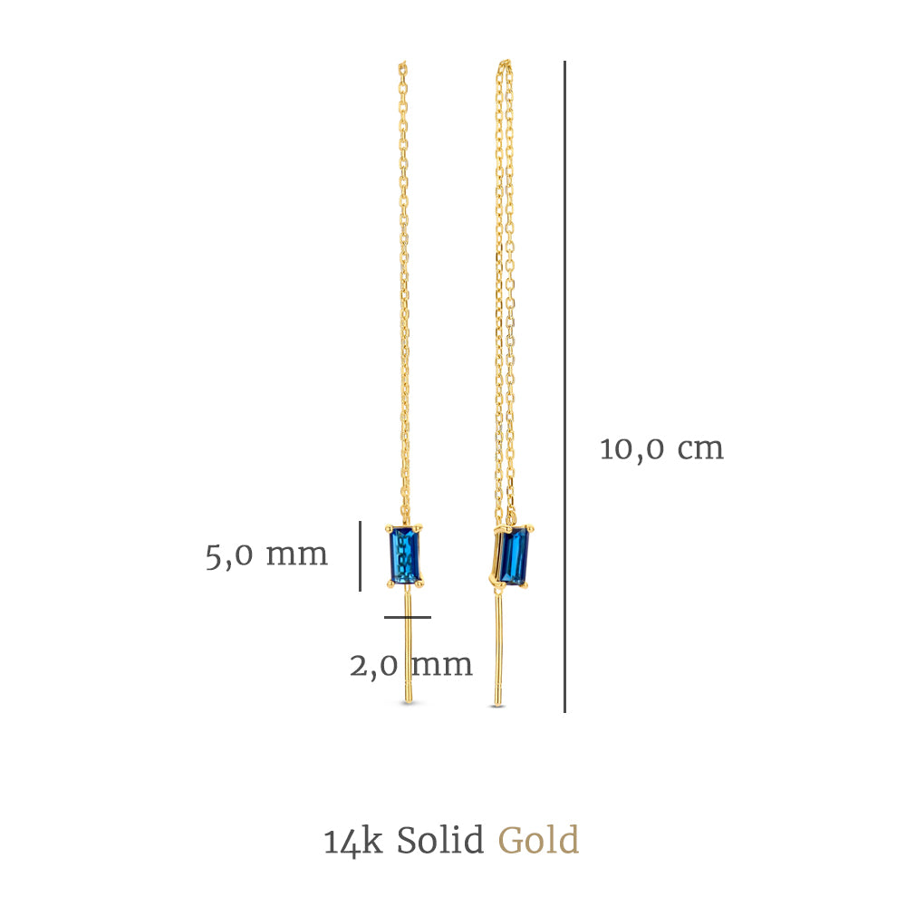 Isabel Bernard Baguette Odie 14 karaat gouden oorhangers IB360073