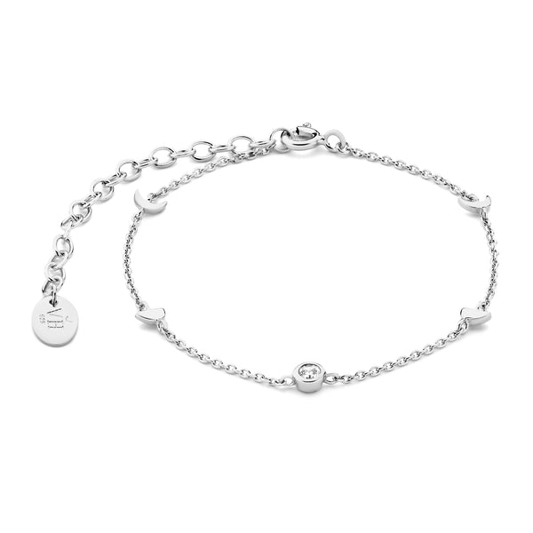 Violet Hamden Luna 925 Sterling Zilveren Armband met Manen en Witte Zirkonia Steentje VH320036