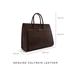 Isabel Bernard Honoré Nadine Croco Brown Leather Handbag made of Calfskin IB25034