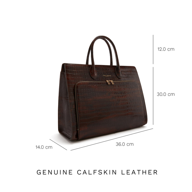 Isabel Bernard Honoré Nadine Croco Bruine Handtas van Kalfsleer IB25034-zoom-