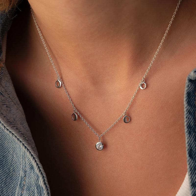 Violet Hamden Luna 925 Sterling Zilveren Ketting met Manen en Witte Zirkonia Steentje VH340039-zoom-