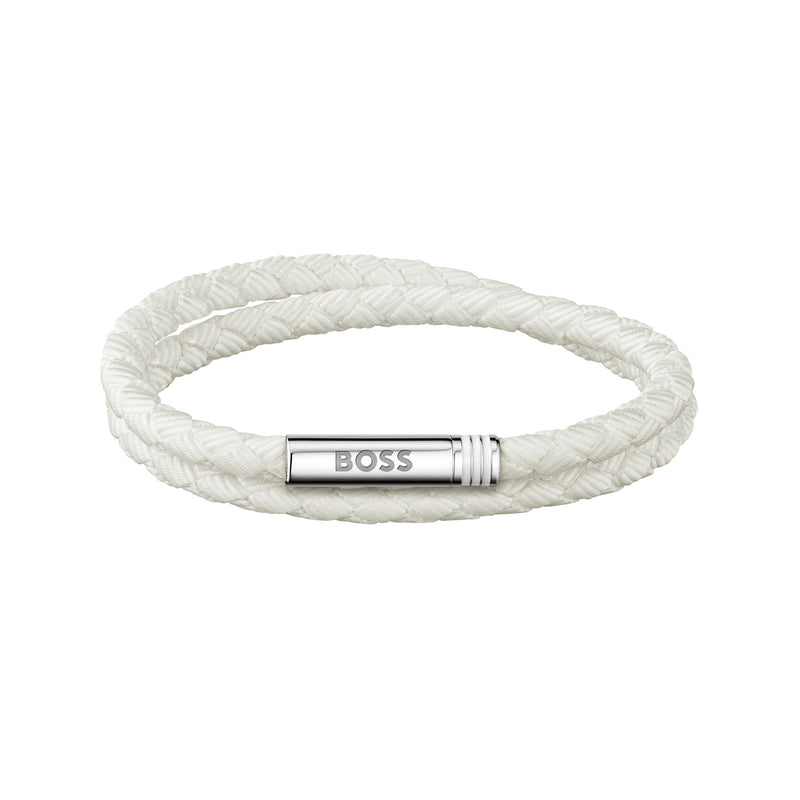 Hugo Boss Synthetische Vezel Witte Heren Gevlochten Armband HBJ1580798-zoom-