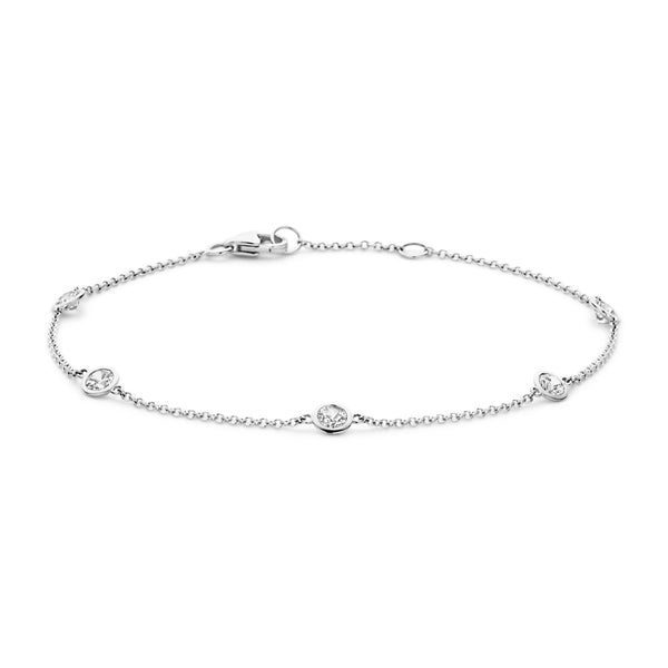Armband met zirkonias ⌀ 3,4 mm gladomzetting 14k witgoud