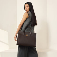 Isabel Bernard Honoré Nadine Brown Calfskin Leather Handbag with Laptop Compartment IB25087