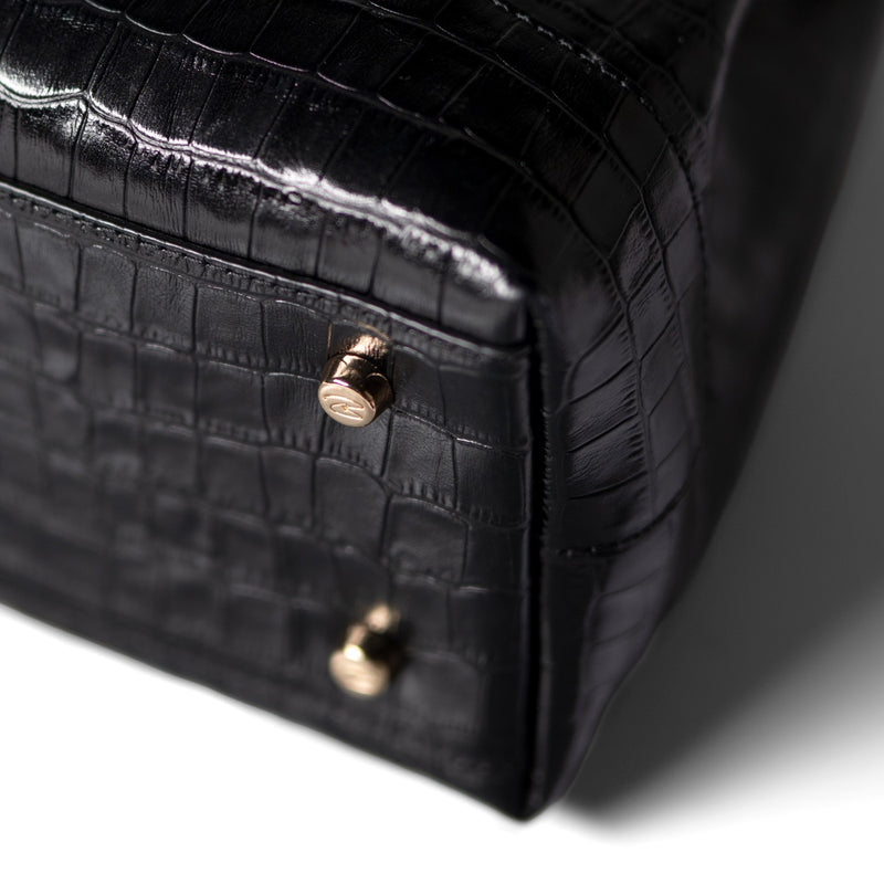 Isabel Bernard Femme Forte Minette Croco Zwarte Kalfsleren Handtas IB21114-201-zoom-