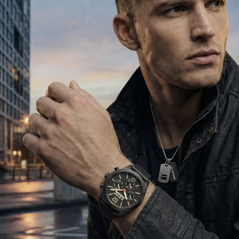 G-STAR Originals Zwart Leren Herenhorloge GSW.504.02-zoom-