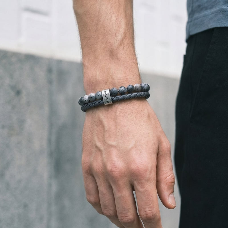 G-STAR Tether02R Grijze Gevlochten Leren Armband GSJ.110.04-zoom-