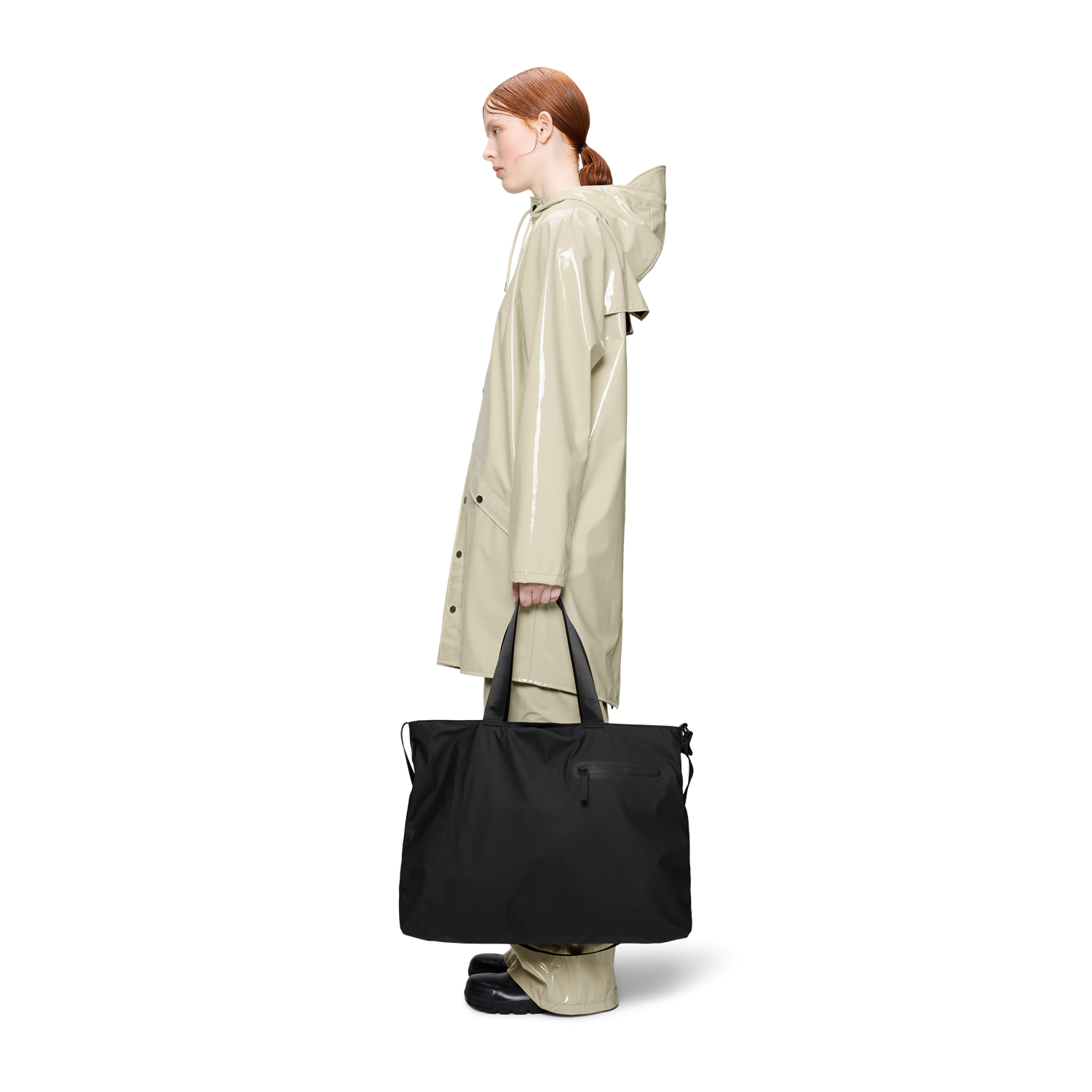 Rains Black Dash Messenger Tote Bag R16430-01