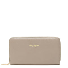 Isabel Bernard Honoré Léa Taupe Calfskin Zip Wallet IB23017