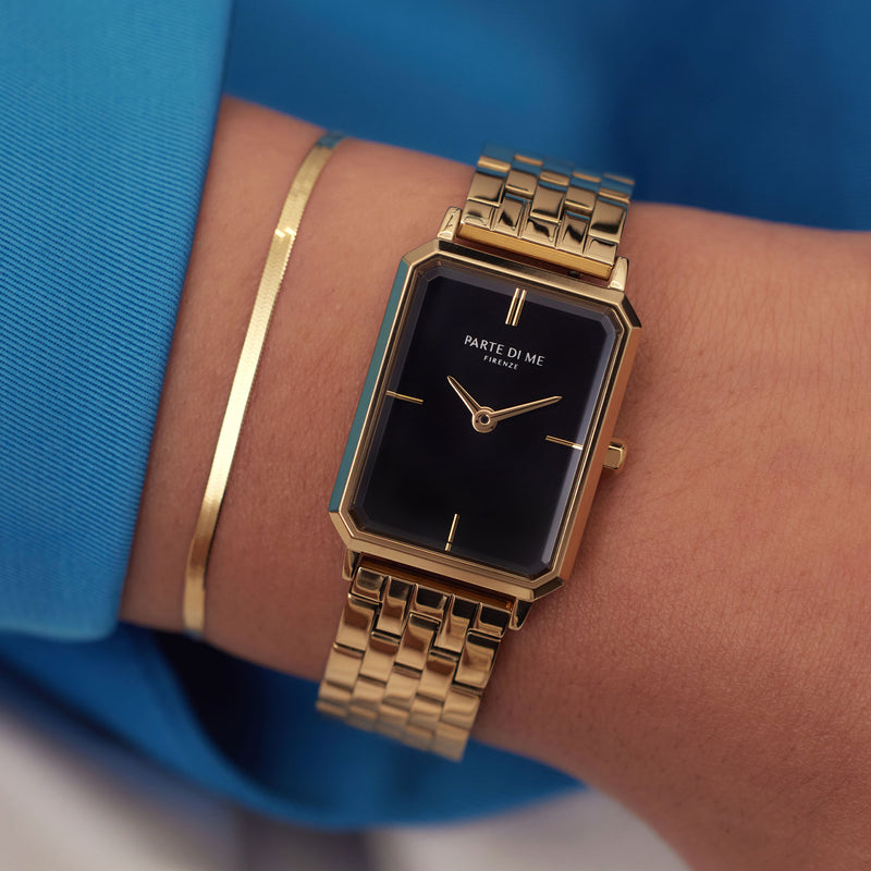 Parte Di Me Orologio Rechthoekig Dameshorloge Goudkleurig en Zwart PDM09001-zoom-