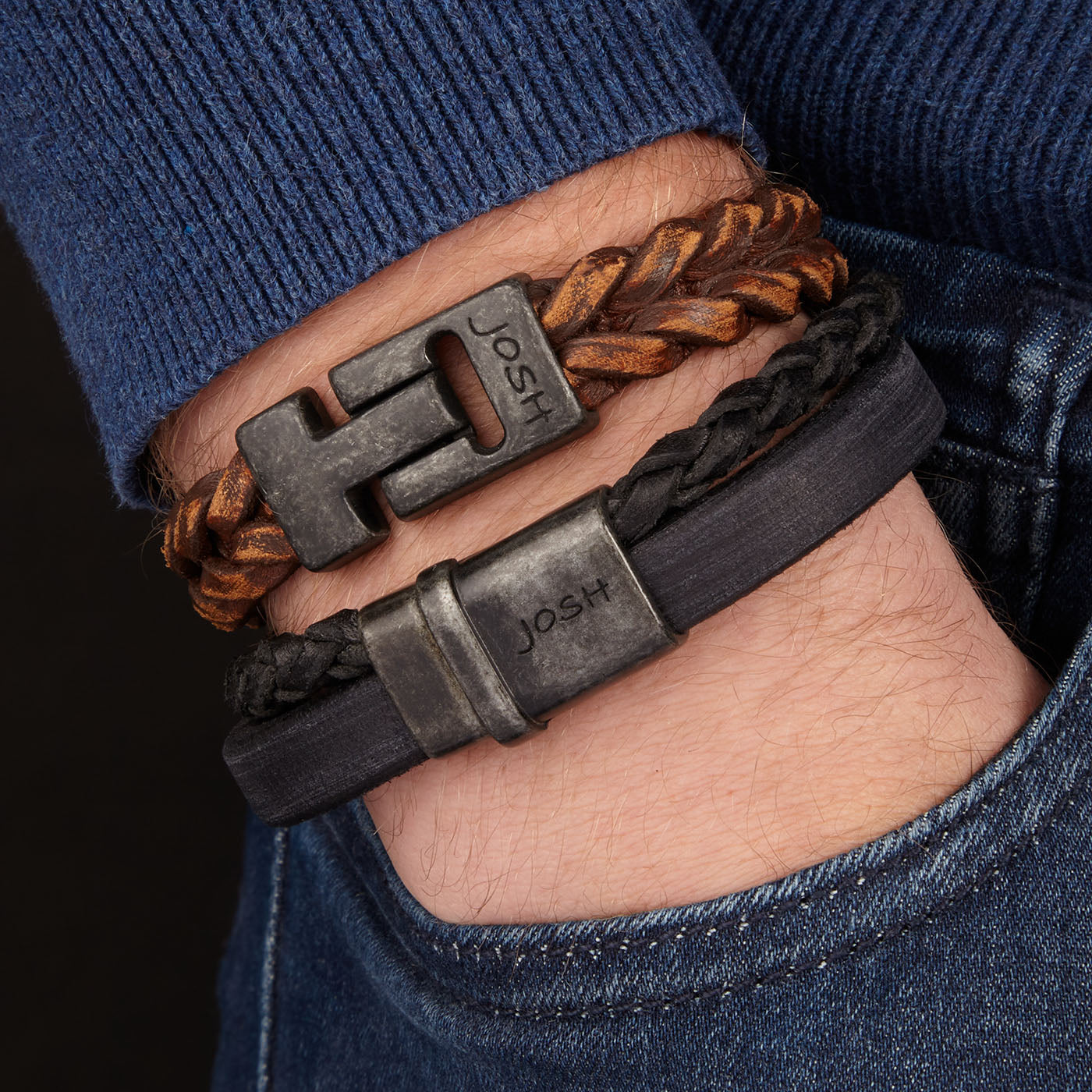 Josh Vintage Black Bracelet 09264-BRA-VB/BLACK/L