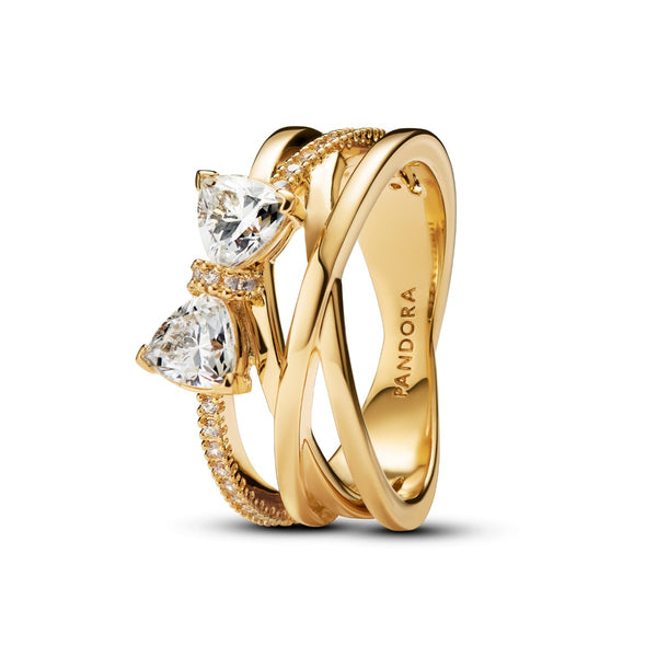 Pandora Timeless Gold Plated Sprankelende Strik & Vervlochten Banden Ring 163511C01