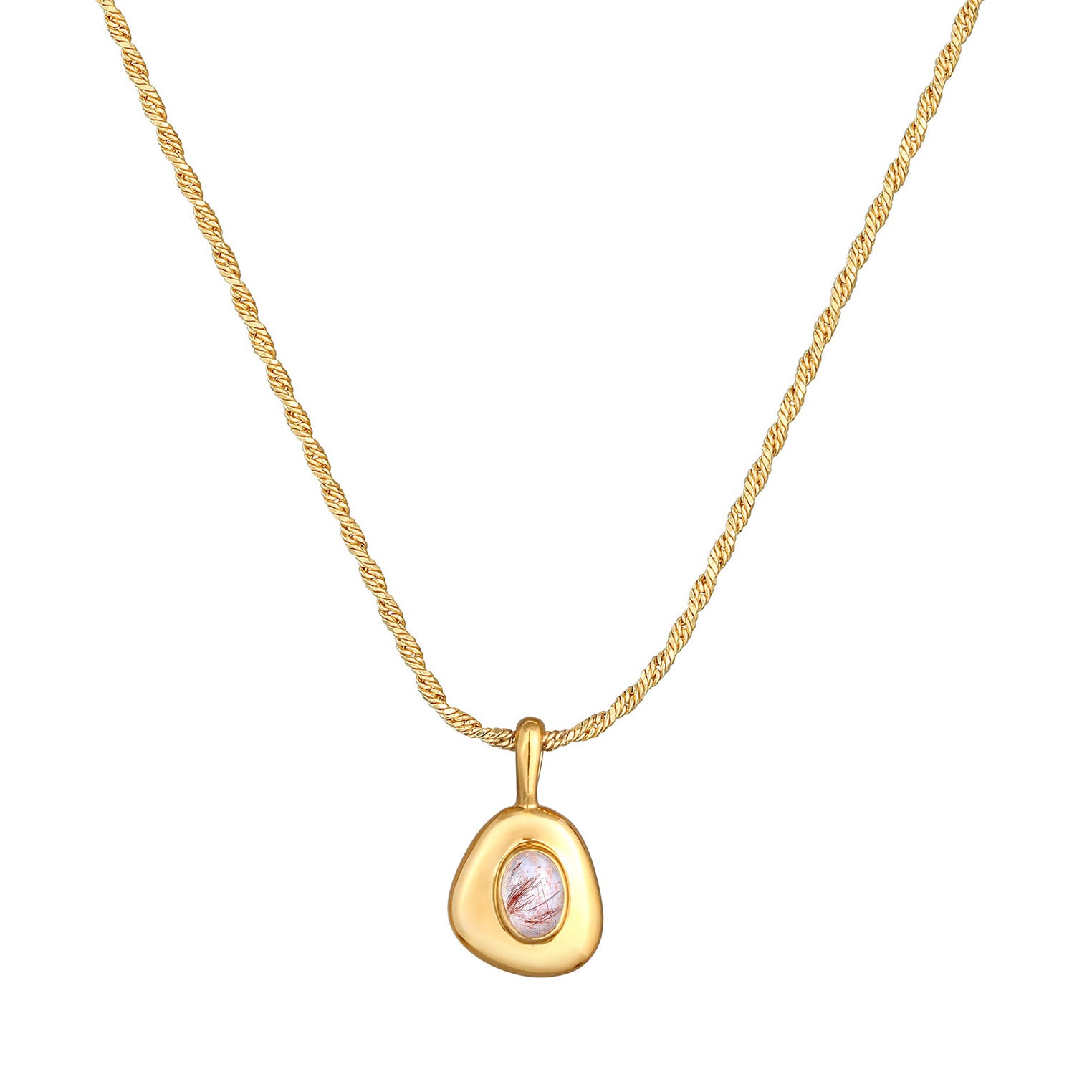 Elli 925 Sterling Silver Link Chain Necklace with Gemstone 2004-BF-0007869-001