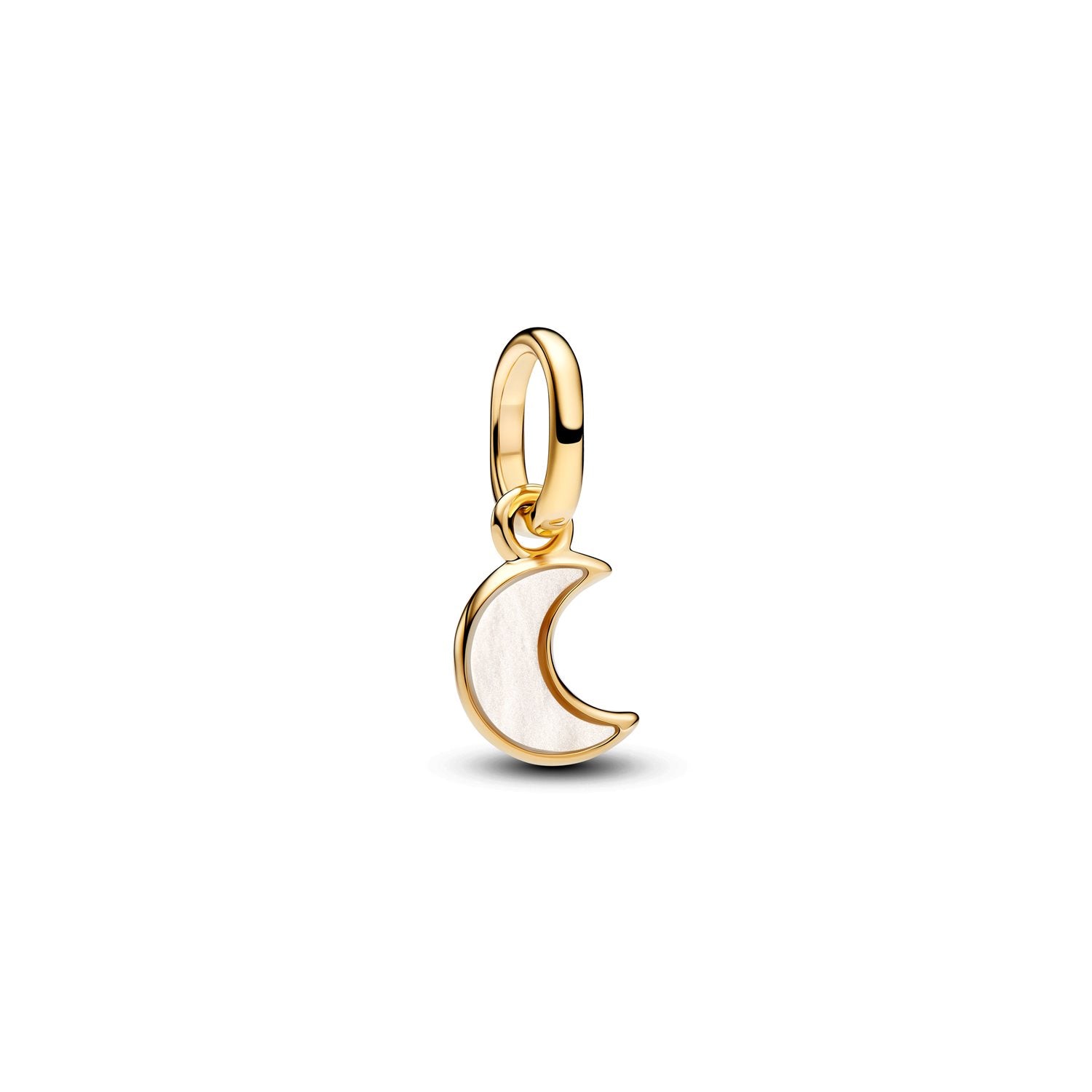 Pandora ME Gold Plated Bioresin Man-made Mother of Pearl White White Crescent Moon Mini Dangle Charm 764614C01