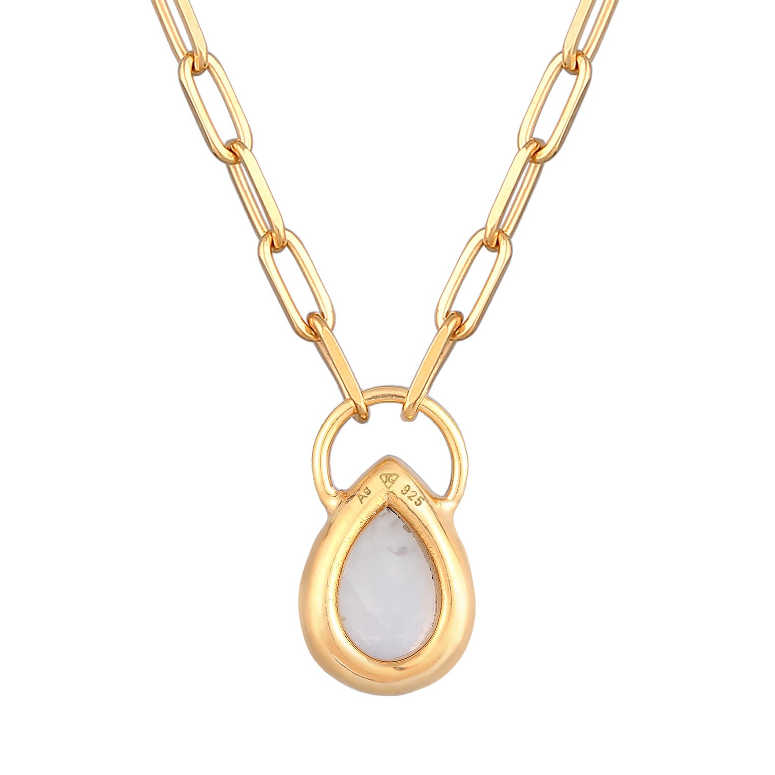 Elli 925 Sterling Silver Link Chain Necklace Gold plated with Moonstone 2004-BF-0008216-001
