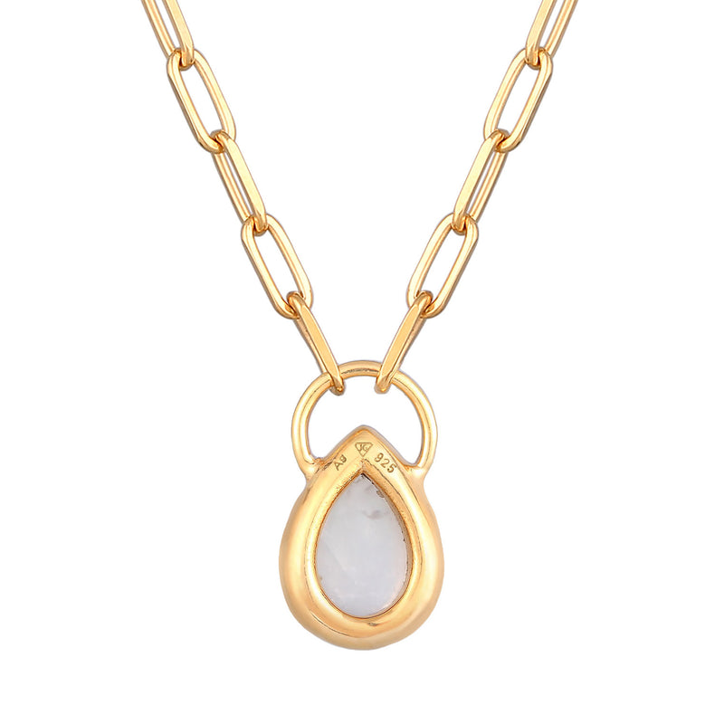 Elli 925 Sterling Silver Link Chain Necklace Gold plated with Moonstone 2004-BF-0008216-001-zoom-