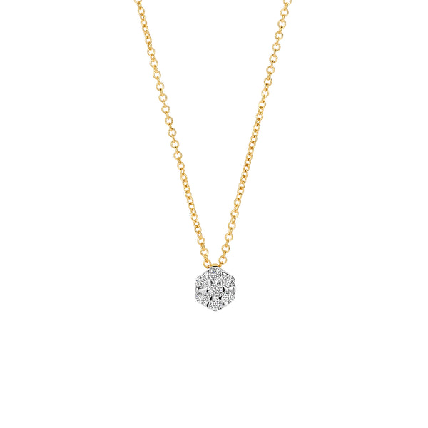 Collier met diamanten in illusiezetting met 14k bicolor goud