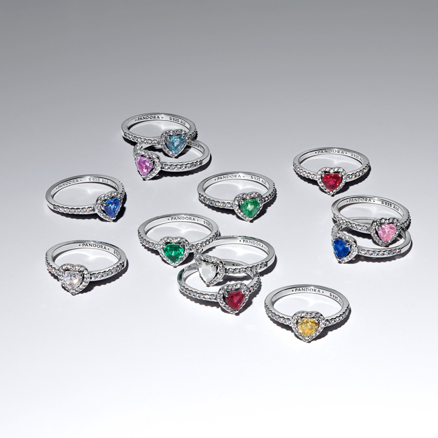 Pandora Timeless 925 Sterling Silver Elevated Light Blue Heart Ring 198421C10-54